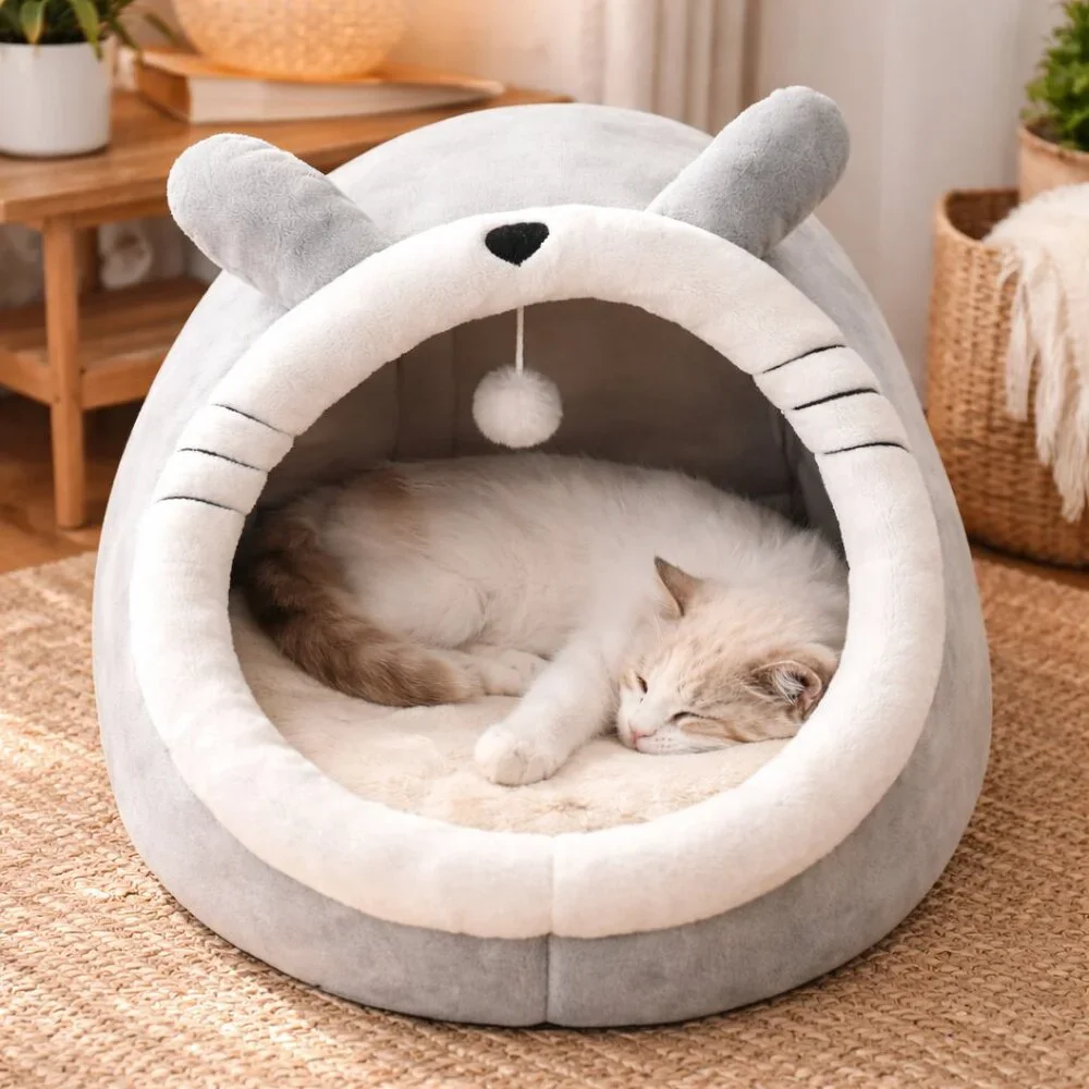 Pet Tent Cave Bed for Cats Small Dogs Self-Warming Cat Tent Bed Cat Hut Medium